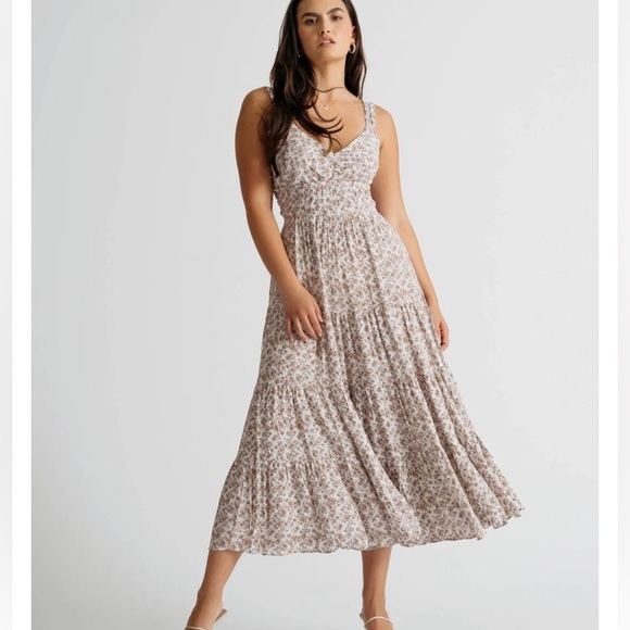 NWT Floral Tiered Backless Midi/Maxi Dress L boho summer floral romantic - Picture 2 of 11